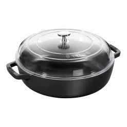 Staub Tegame Con Coperchio In Vetro Rotondo - 24 Cm, Nero