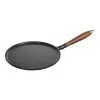 Staub Crepiere Con Manico In Legno Rotonda - 28 Cm, Nero