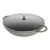 Staub Wok Con Coperchio In Vetro Rotondo - 37 Cm, Grigio Grafite