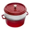 Staub Cocotte Con Cestello A Vapore Rotonda - 26 Cm, Ciliegia