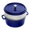 Staub Cocotte Con Cestello A Vapore Rotonda - 26 Cm, Blu Scuro