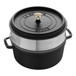 Staub Cocotte Con Cestello A Vapore Rotonda - 26 Cm, Nero