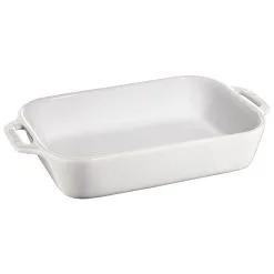 Staub Pirofila Rettangolare - 27 X 20 Cm, Colore Bianco Puro