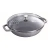Staub Wok Con Coperchio In Vetro Rotondo - 30 Cm, Grigio Grafite