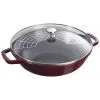 Staub Wok Con Coperchio In Vetro Rotondo - 30 Cm, Granatina