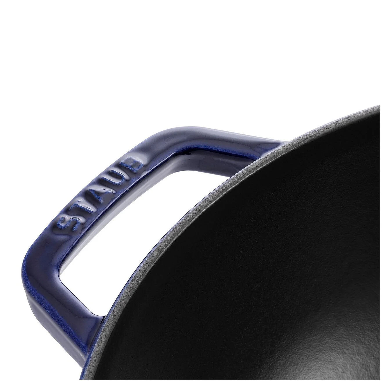 Staub Wok Con Coperchio In Vetro Rotondo - 30 Cm, Blu Scuro - immagine 2